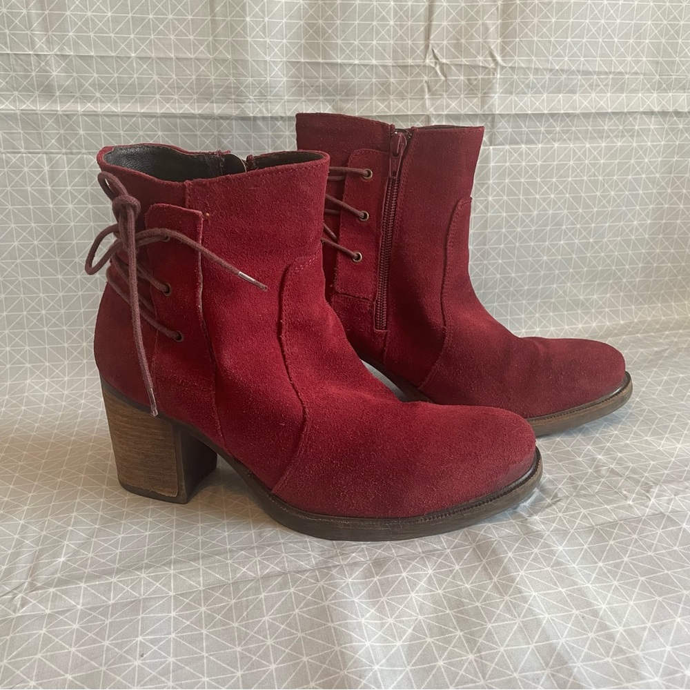 Bos & Company Basal Red Suede Back Laced Boots 40